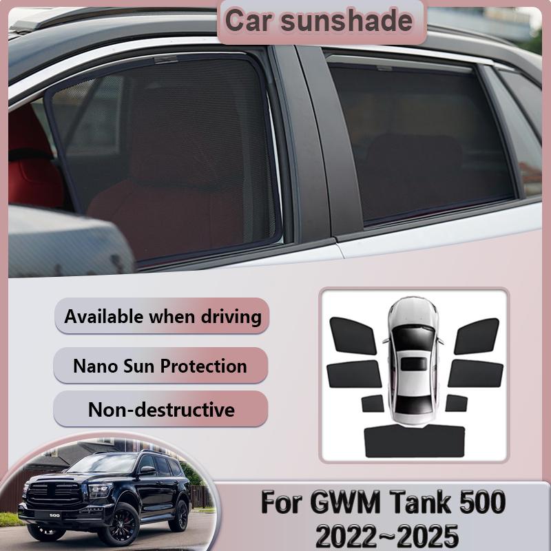 Car Mesh Sunshades For GWM Tank 500 P03 2022 2023 2024 2025 Sunscreen Magnetic Window Sun Shade Visor Curtain Cover Accessories