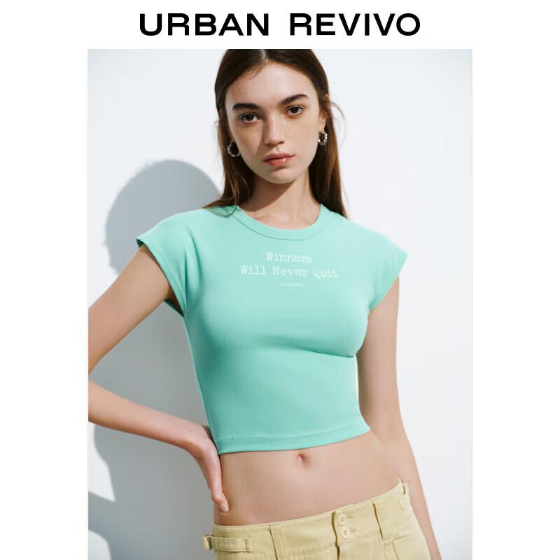 UR 2024 Autumn Slim Fit Letter Print Short Sleeve T-shirt S