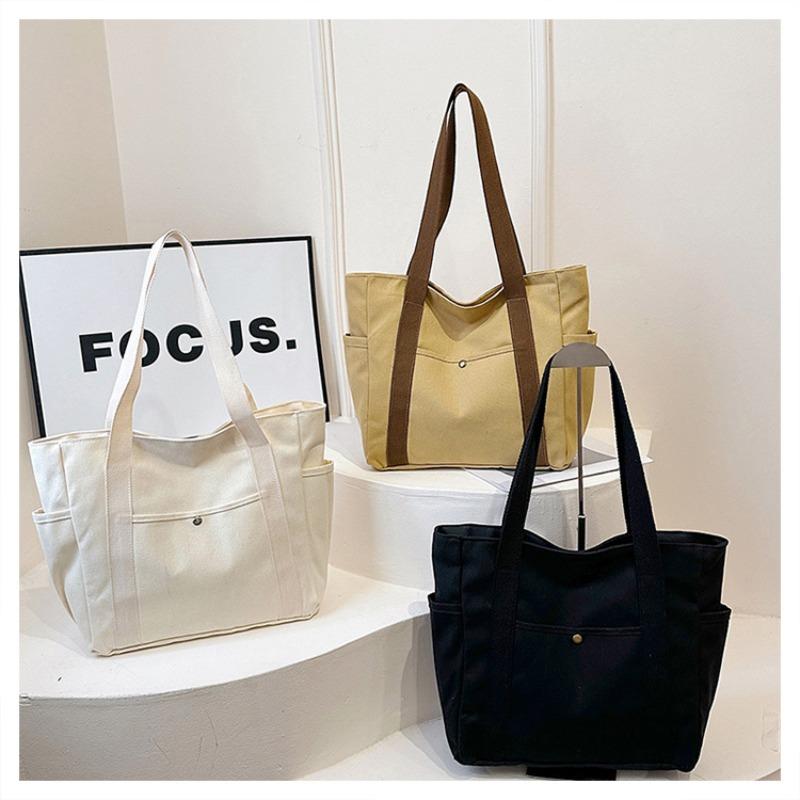 Large Capacity Tote Canvas Bag Work Commute High Aesthetic Versatile Artistic Student Book Shoulder Bag