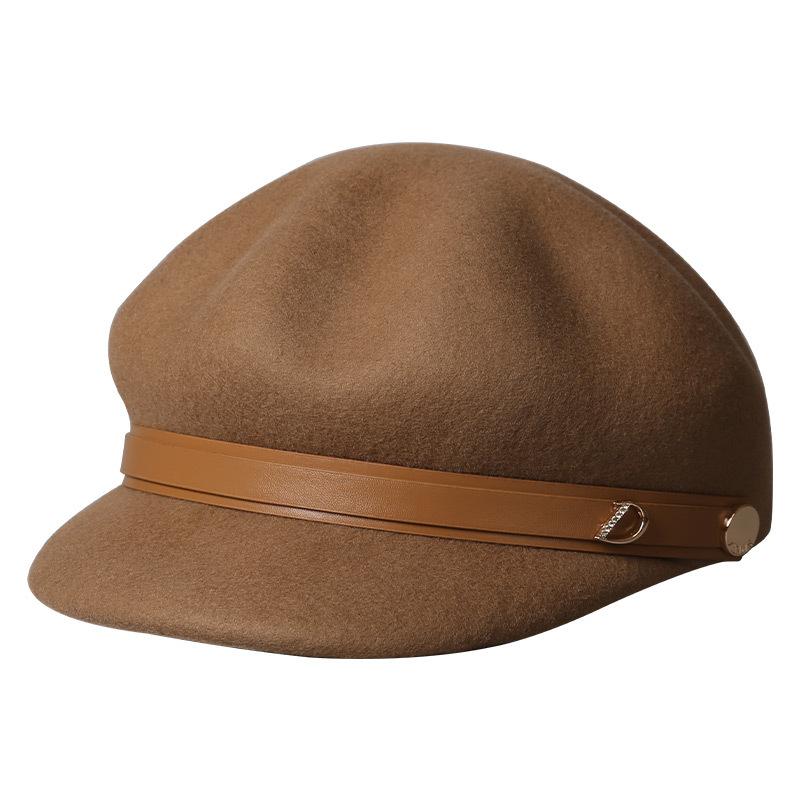 Hat Top Hat Autumn and Winter Fashion Versatile Beret Pure Wool Felt Hat Cap Octagonal Hat