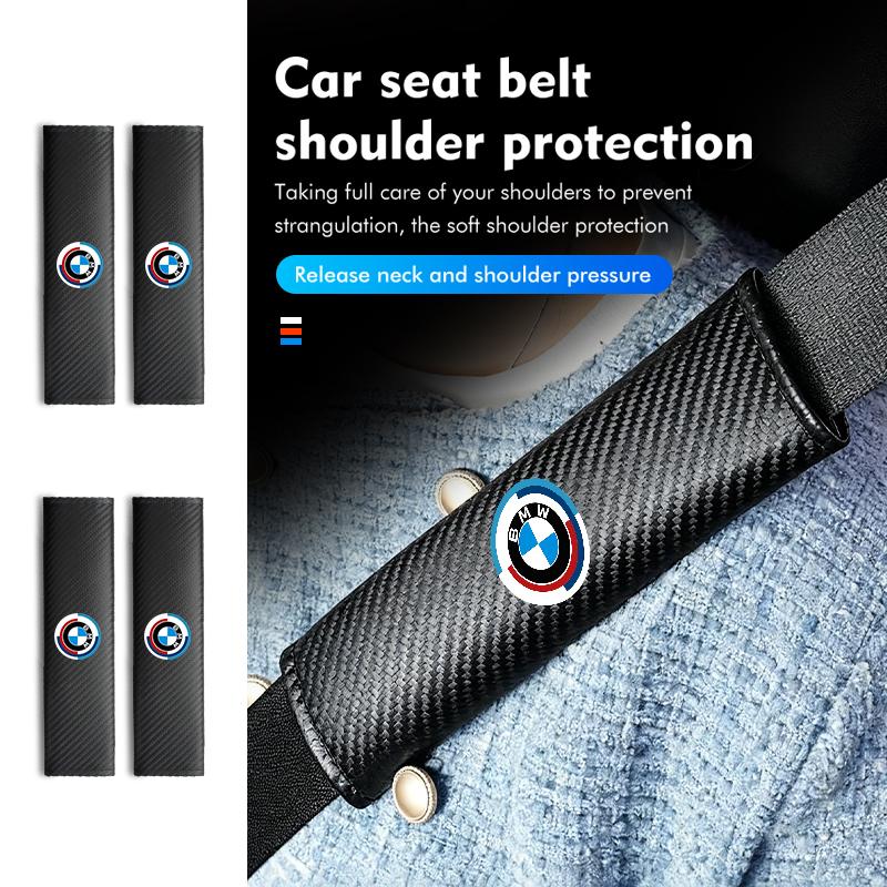 Car Seat Belt Shoulder Carbon Fibre Protection Pad Accessories For BMW X3 X5 M5 M3 E46 E90 E60 F10 E39 F30 E36 G30 E87 E70
