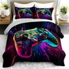 3PC Video Game Bedding Set Gamer Controller Style Comforter with 2 Pillowcases Colorful Gamepad Duvet for Bedroom