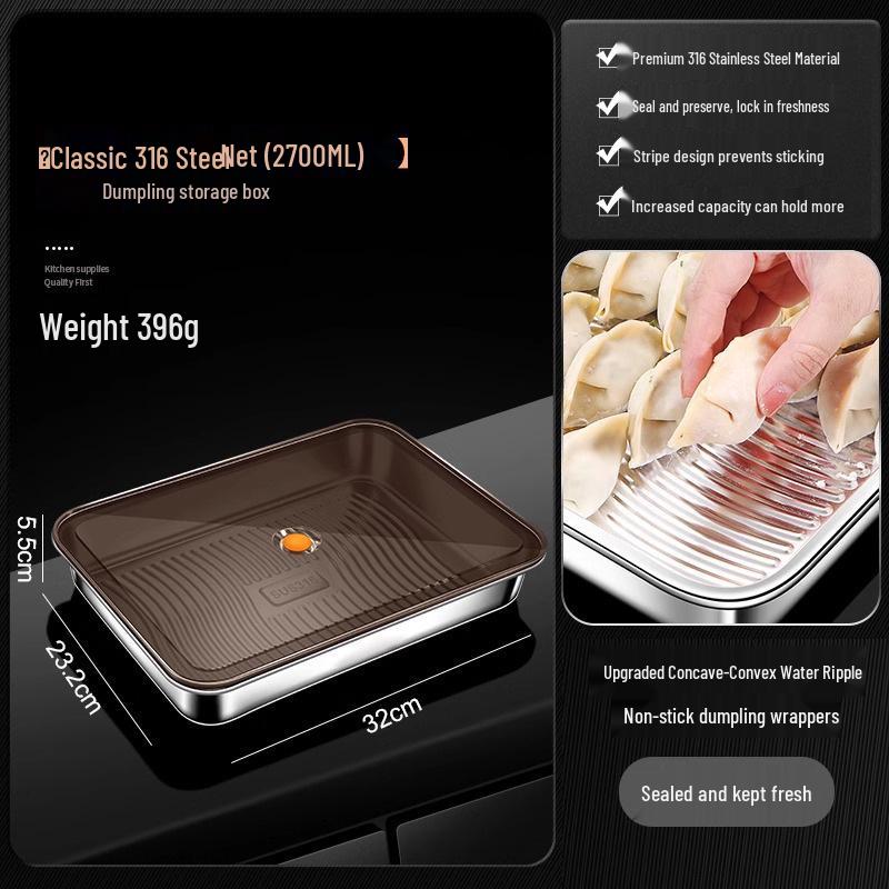 Stainless Steel Sealed Storage Box with Lid for Dumplings