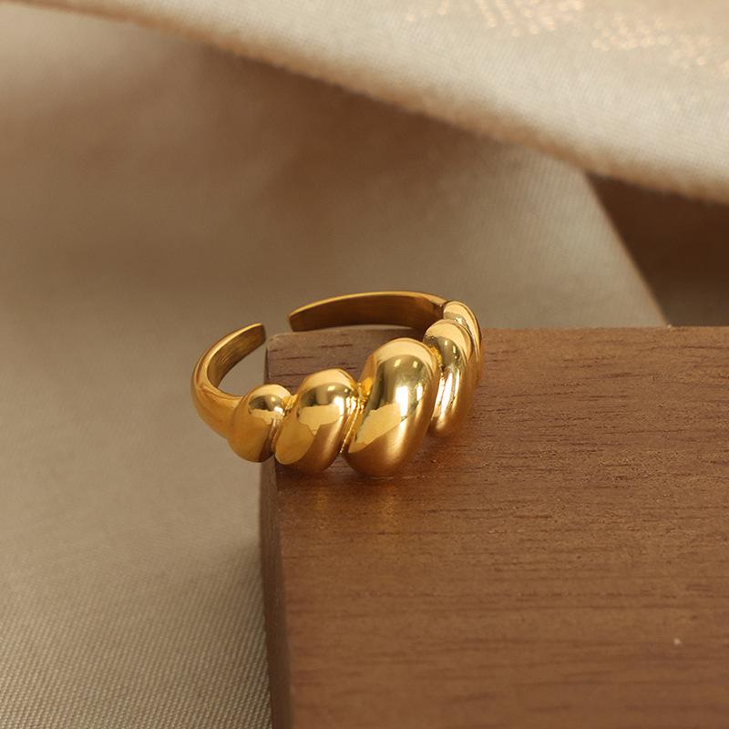 18k Gold Geometric Open Knuckle Ring - Non-Fading Retro Design for Couples