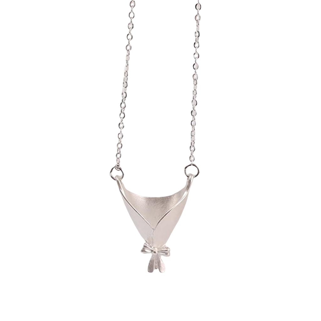 Creative Trendy Bouquet Wrapping Pendant Necklace for Women Small Flower Insertable Choker Fashion Clavicle Chain Jewelry Gift