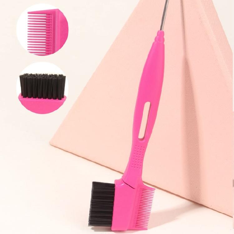 Hair Control Edge Brush with Metal Rat Tail Comb Double Sided Hair Styling Brush