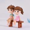 3Pcs Miniature Resin Micro Landscape DIY garden Ornaments Reading Stool Couple Ornaments Micro Landscape Decoration
