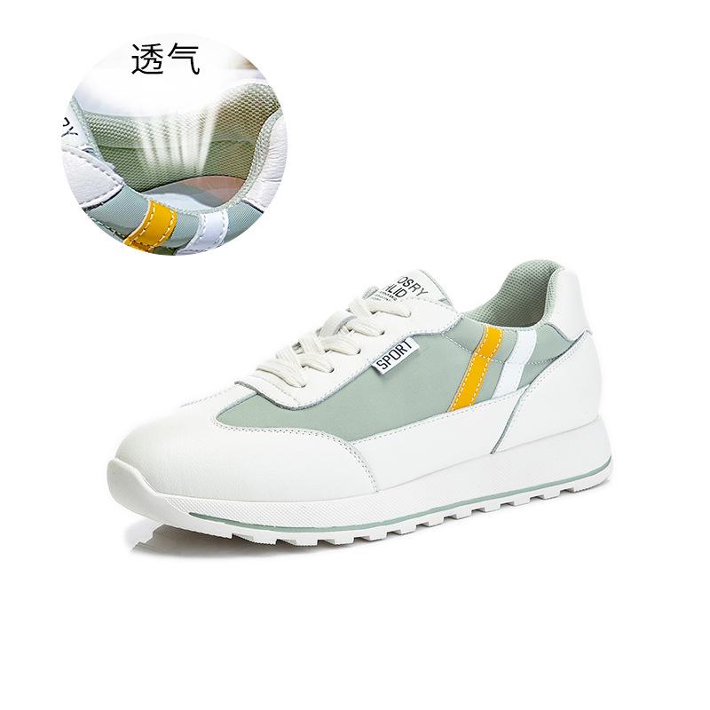 Spring 2025 New Leather Single Shoes Women's Sports and Leisure Shallow Mouth Leather Women's Shoes Flat Running Breathable White Shoes