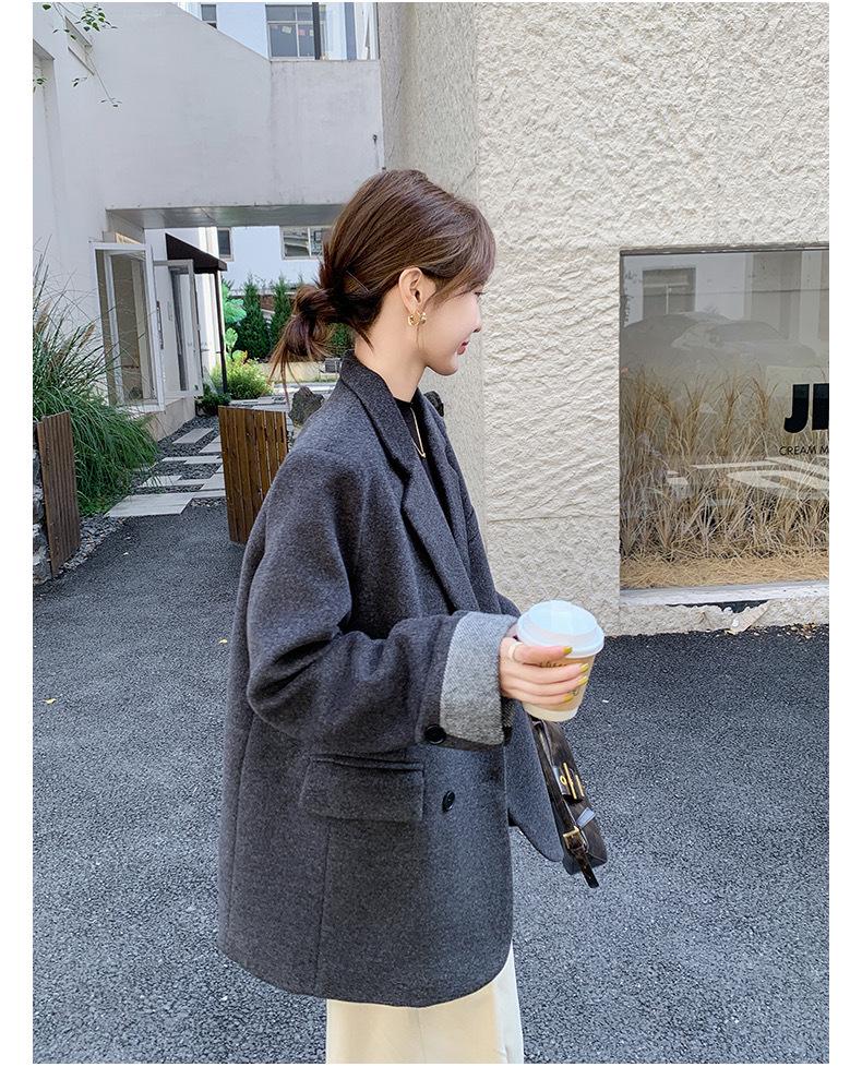 2024 Women's Double-Breasted Korean Style Wool Coat - Chic & Versatile Winter Fashion