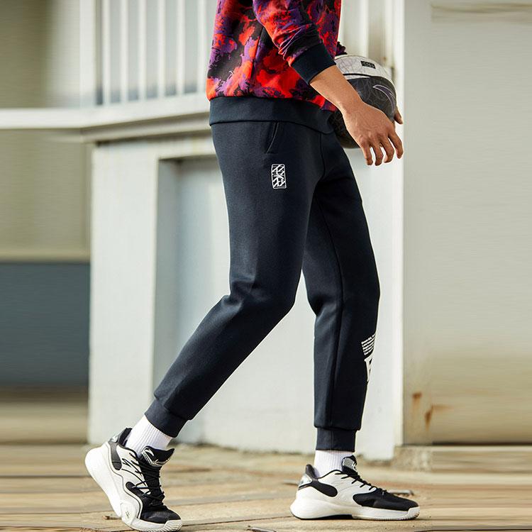 Anta Basketball Series Letter Pattern Knit Sports Joggers Men bottoms Black 152211319-1