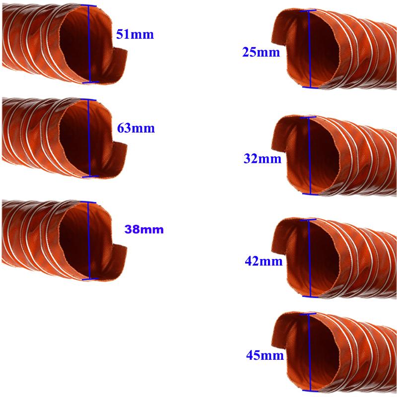 

4M 157 Car Hood Air Intake Pipe Air Ducting Hose Heat Resistant Temperature Resistance Flexible 25/32/38/42/45/51/63mm 4m x 38mm