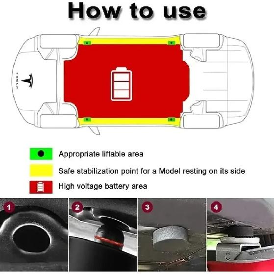 For Tesla Silicone Jack Lift Pad Point Adapter For Model 3 Model Y Model S Model X With Storage Bag-4 Pack Vehicle Repair Tools
