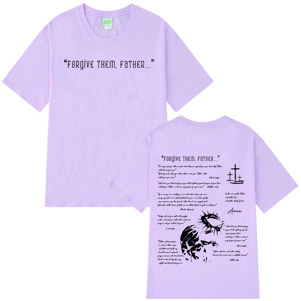 Forgive Them Father Bible Christian Religious Jesus Vintage T-shirt Men Women Cotton Casual Oversized Hip-hop T Shirt Streetwear