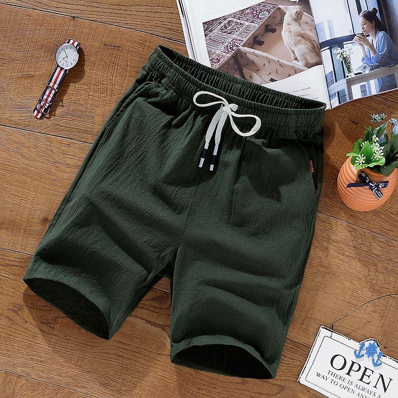 Summer Casual Korean Cotton and Linen Shorts Men's Plus Fat Plus Fat Fat Guy Plus Size Beach Pants Linen Five-point Pants