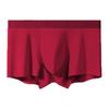 Men Boxer Underwear Mid-rise Elastic Waist Modal Fabric U-Convex Shorts Briefs Solid Color Red Luck Slim Fit Panties