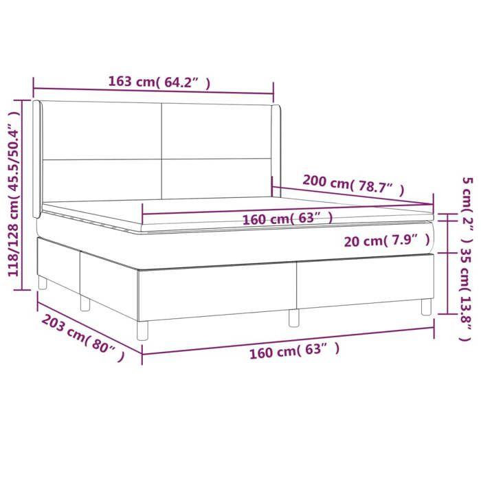 VidaXL Lit à sommier tapissier avec matelas Bleu 160x200 cm Tissu - Modèle 3131847
