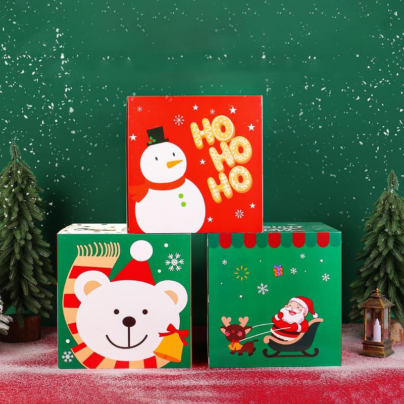 Christmas Cookie Boxes Small Christmas Elk Snowman Santa Claus Box 25cm/9.84in Holiday Candy Box With Lid Christmas Themed Box
