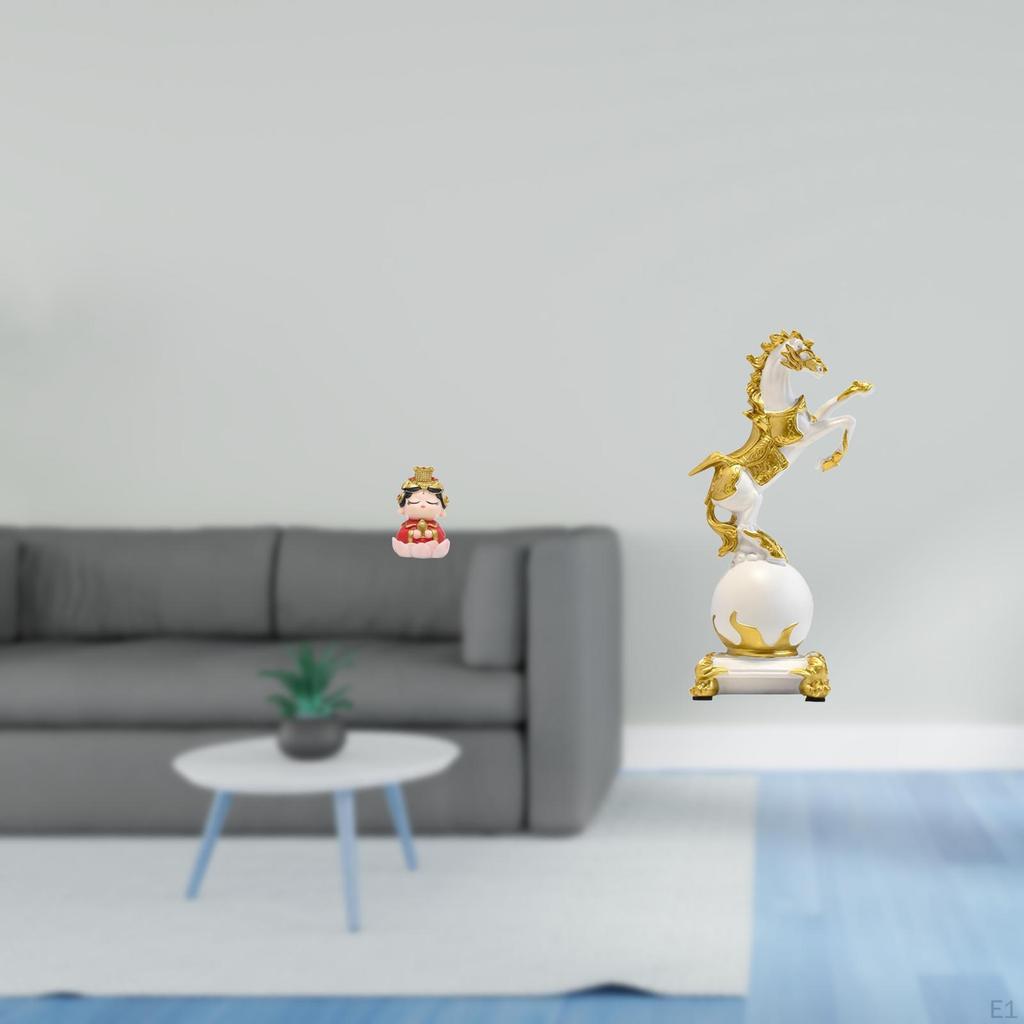 Resin Horse Figurine Modern Statue Collectible Sculpture Tabletop Ornament for Bedroom Fireplace