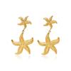 Exaggerated Starfish Stud Earrings Golden Starfish Drop Earrings Starfish Dangle Earrings  Party