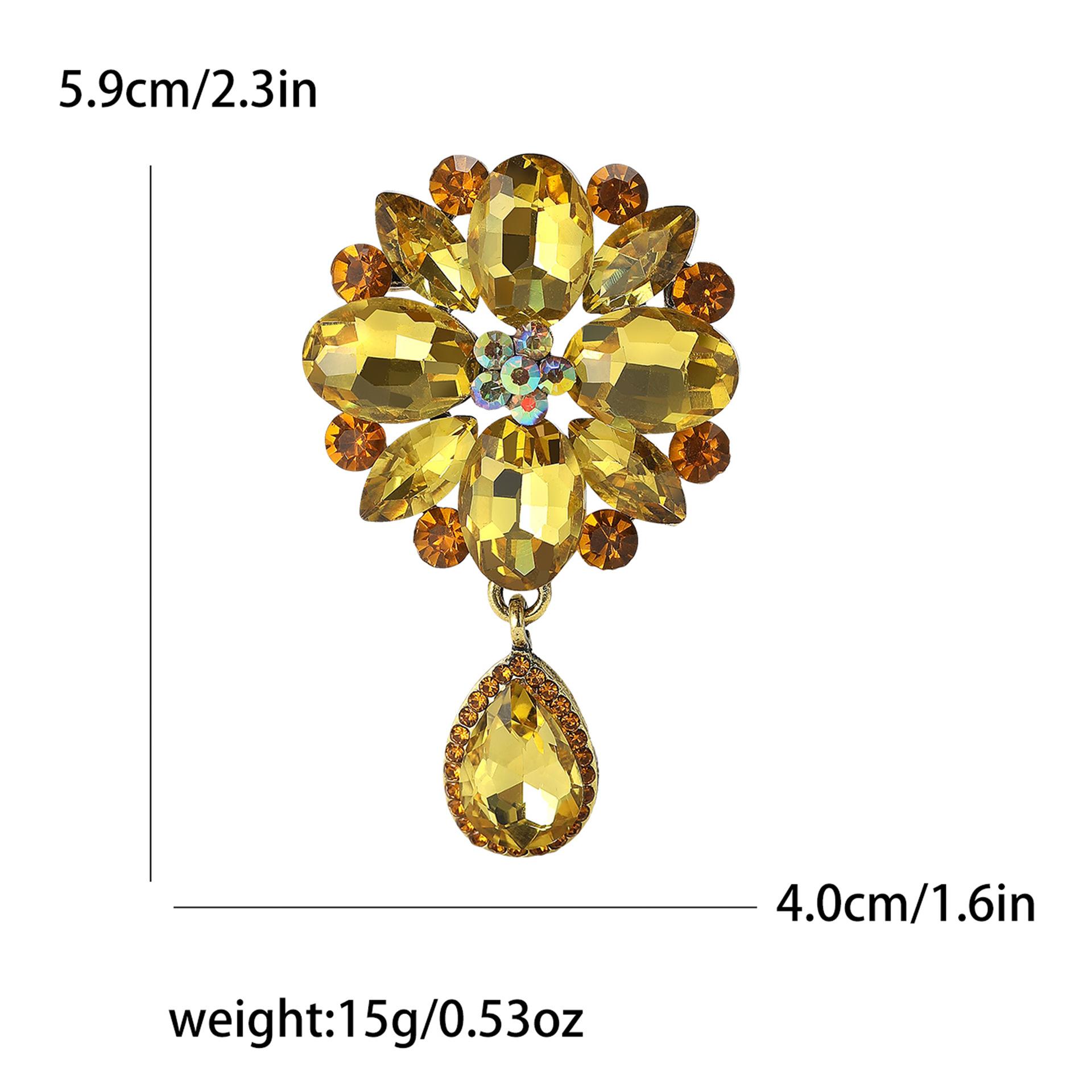 

Мода універсальний сплав Rhinestone скляна брошка ретро легка розкішна жіноча сукня костюм корсаж ювелірні вироби Pin