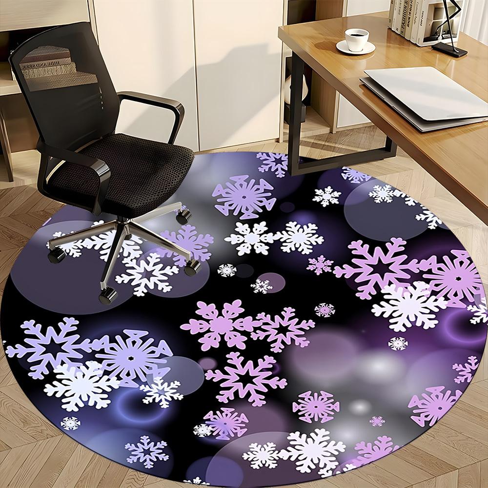 1pc Winter Snowflakes Office Round Rug, Non-slip, Soft and Durable Office Rug for Interior Decoration, Perfect for Office, Beautiful Decoration yy2603