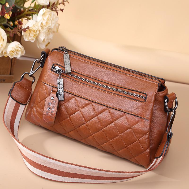 

Новая элегантная ретро-сумка-подушка с вышитыми ромбами подмышкой, многосекционная, вместительная женская сумка 26cm*10cm*16cm коричневый