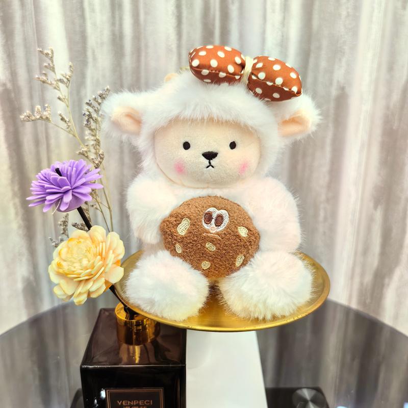 Lamb Sheep Soft Stuffed Plush Playthings Cute Bow Accessory French Fries Bread Egg Animal Plush Doll Gifts Ideal For Girls Eid al Fitr Decoration