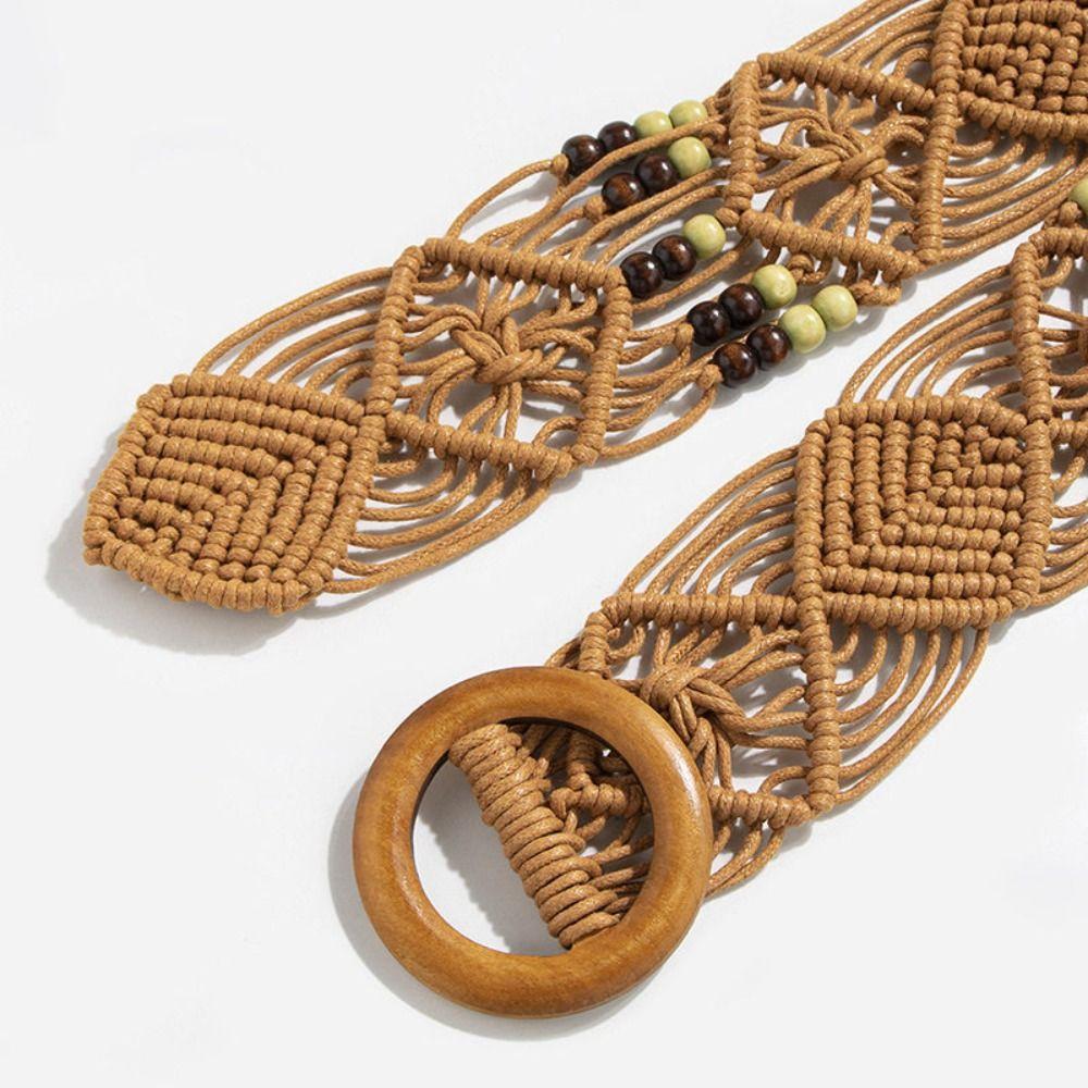 Retro Weave Belt Woven Ethnic Style Waistband Vintage Bohemian Style Belt  Women