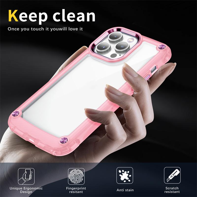 Clear Shockproof Armor Phone Case for iPhone 15 14 13 11 12 Pro Max Transparent Hard Bumper Back Cover
