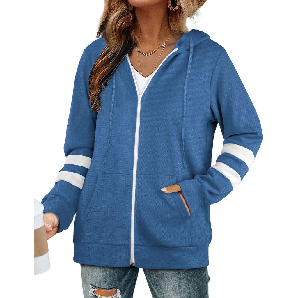 Hanorace active cu mânecă lungă, cu fermoar, cu hanorace cu buzunar, jachete