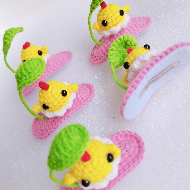 Artistic 3D Hand Crochet Baby Hair Accessory Soft Knitting Hairpin Lightweight Vibrant Color Headwear for Infants