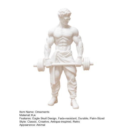 Fitness Ornament 3D Printed Muscle Man Ornament, Fitness-Themed Sculpture for Bodybuilders, Iron Master Statue Sports Figure Weightlifting Home Office