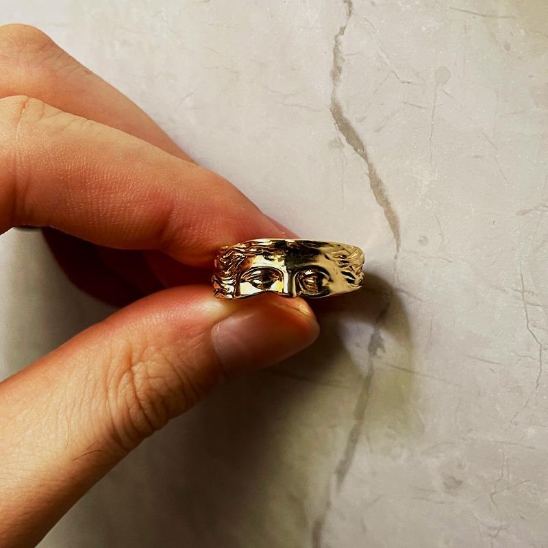Retro Halvt Ansikt Venus Ring For Menn Kvinner Gresk Mytologi Vintage Punk Gotisk Kunst Åpen Ring Unisex Tilbehør Designer Smykker