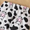 Little Girl 2PCS Set 1-8 Years Old Pink Sweatshirt and Cow Print Long Pants Kids Casual Daily Wear or Pajamas Set