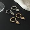 IngeSight.Z Creative Exquisite Gold Color Love Heart Shape Pendant Hoop Earrings Temperament Metal Piercing Earring Jewelry Lady