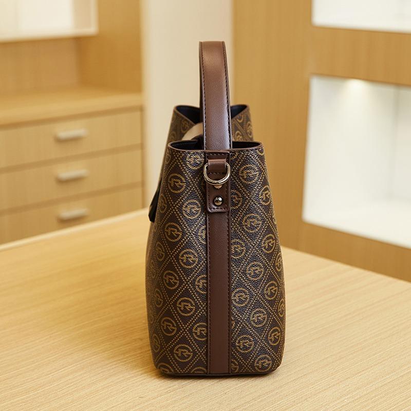 New simple and fashionable printed handbag popular commuter versatile women's bag large-capacity high-end bucket bag