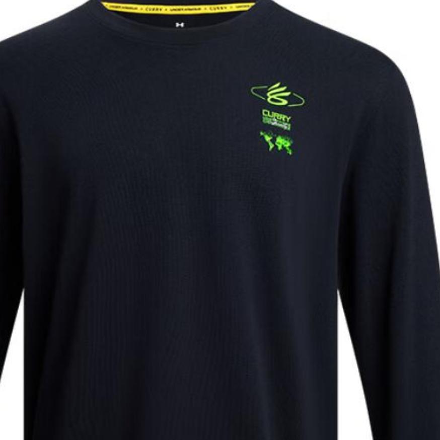 Under Armour Curry Graphic Letter Sports Crew Neck Pullover Long Sleeve T-Shirt Men Tops Black 1387109-001