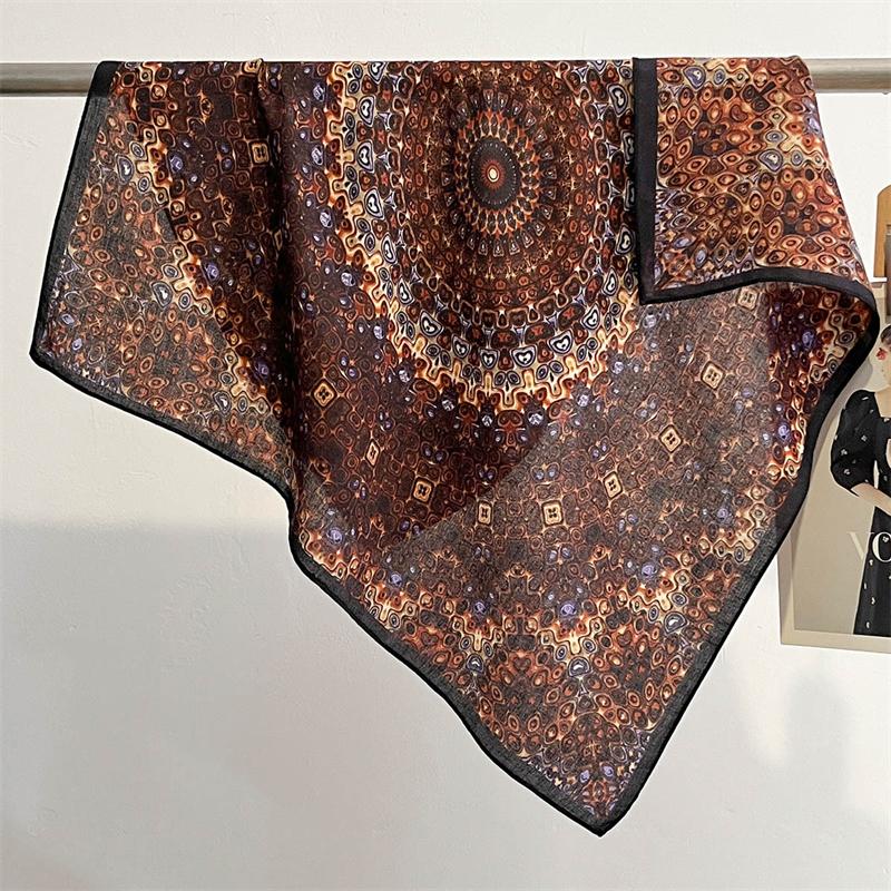 Summer Elegant Women 68cm Cotton Feeling Square Hair Scarf Dot Print Beach Stoles Hijab Shawl Wraps Bandana Echarpe