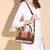 Checkered Design Women's Small Handbag Made of High-quality Canvas and Cowhide Materials