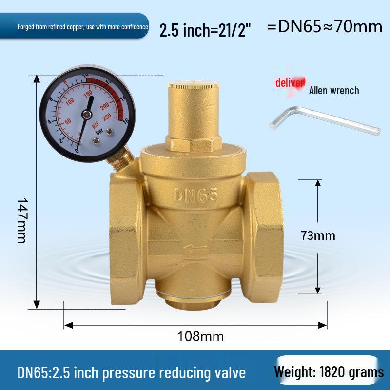 Adjustable Brass Water Pressure Reducing Valve for Heaters & Purifiers