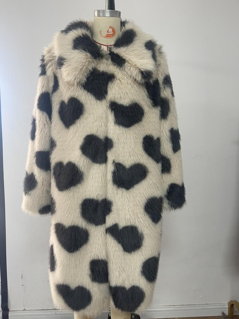 

Длинное меховое пальто, утолщенное новое плюшевое белое пальто Love, женское теплое цельное длинное шерстяное пальто S