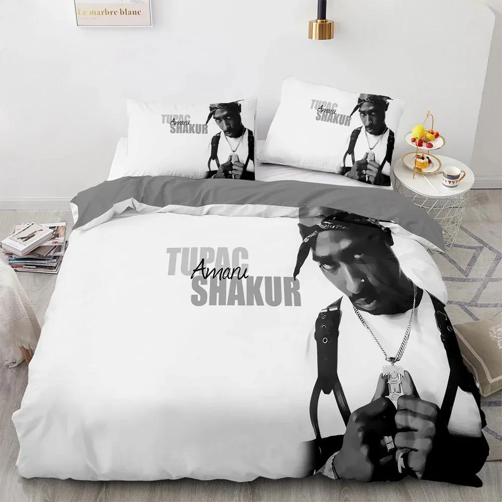 3D Print Rapper 2Pac Tupac Bedding Set Double Twin King Duvet Cover Comforter Pillowcase Boys Girls Adults Bedroom