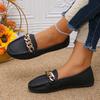 Fashion Women's Flat Shoes Autumn New Round Head Mid-mouth Metal Chain Anti-slip Wear-resistant Soft Bottom Low-top Shoes