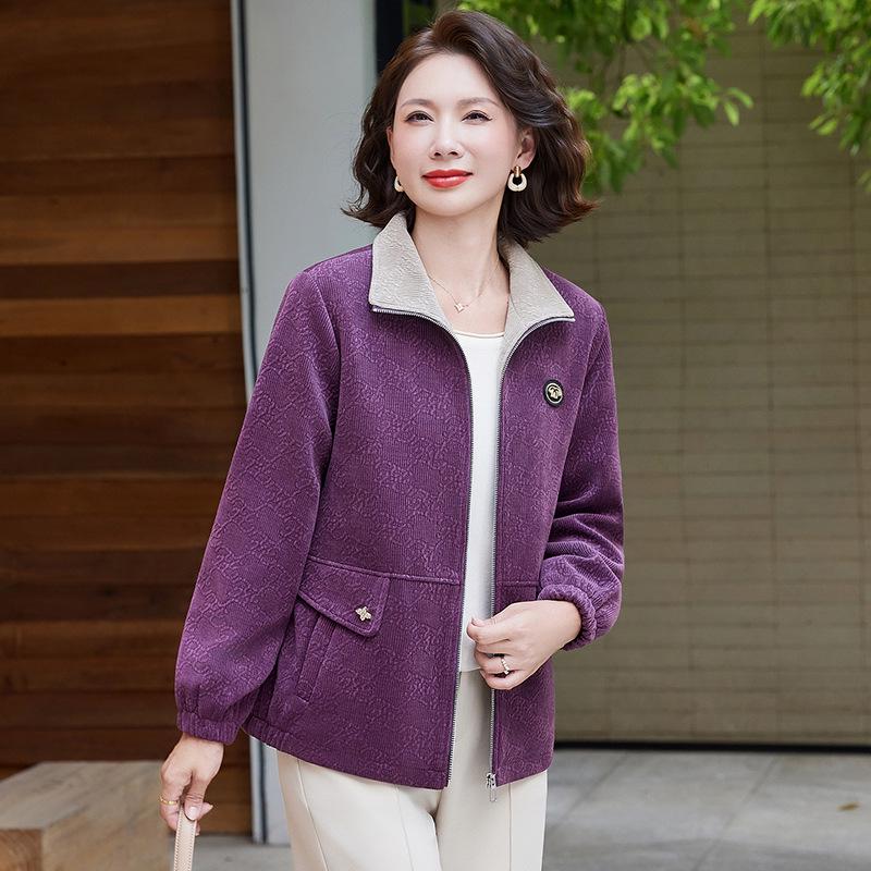Autumn Corduroy Cardigan Jacket for Middle-Aged & Elderly Women