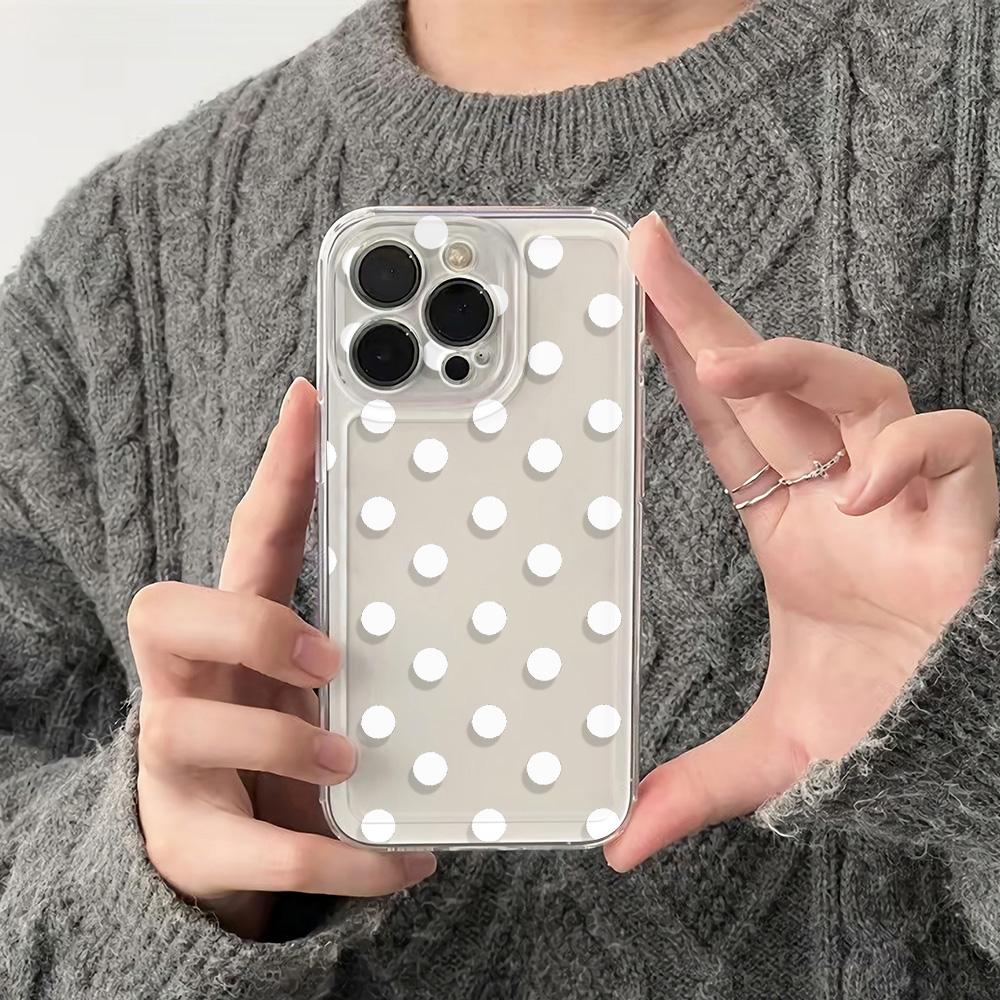 Premium Phone Case For Iphone 16E 17E 13 14 16 17 Air 15 Plus 12 11 Pro Max Smooth Touch Shell Simple White Wave Dot Cover