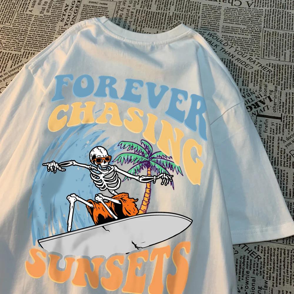 Forever Chasing Sunsets Fun Pattern Clothing Men Casual Cotton Tshirt Casual Crewneck Streetwear Harajuku Summer T-Shirts Women