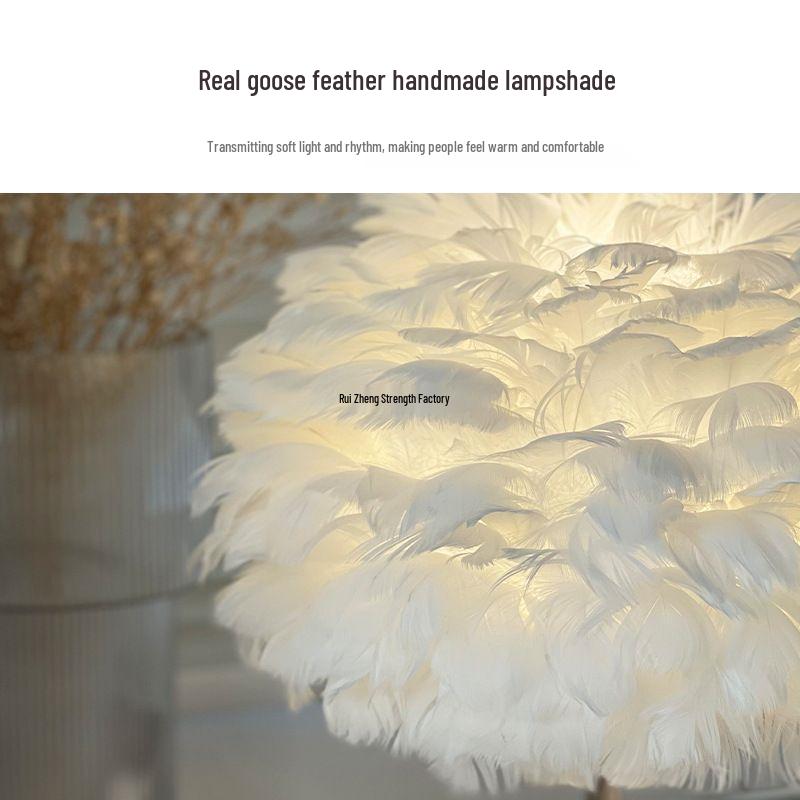 Crackle Ceramic Feather Table Lamp - Handmade Luxury Home Decor, Romantic Warm Light for Bedroom.