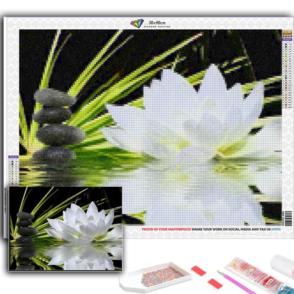 5D-Diamantgemälde zum Selbermachen, Lotus-Kreuzstich-Set, Mosaik-Diamant-Stickerei, Rose, voller runder/quadratischer Bohrer, Heimdekoration