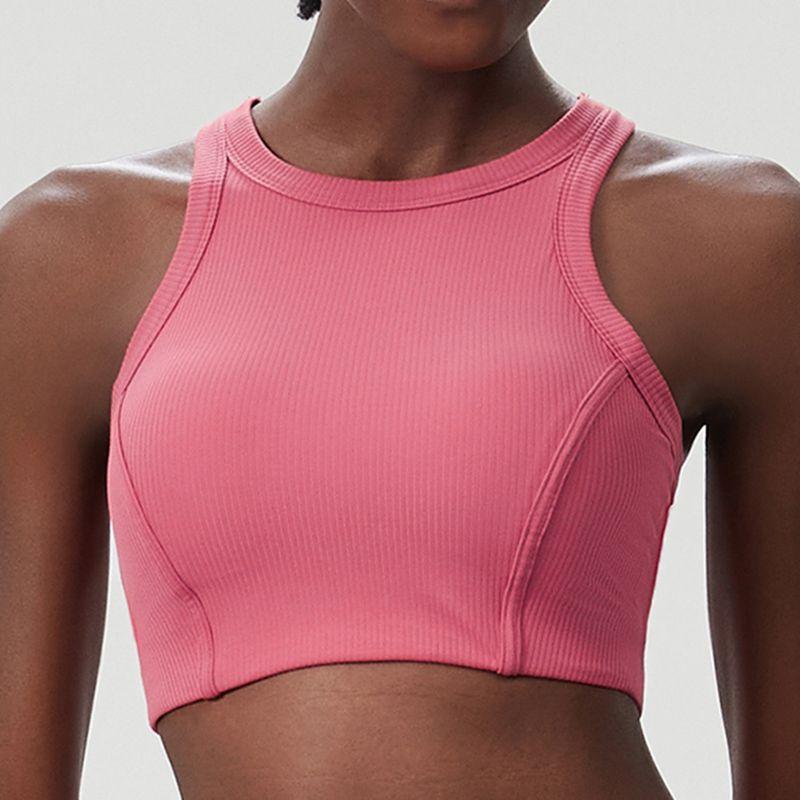 High Collar Willow Leaf Thread Beauty Back Exercise Underwear Women's High Strength Bubble Wrap Running Workout Bra Yoga Vest