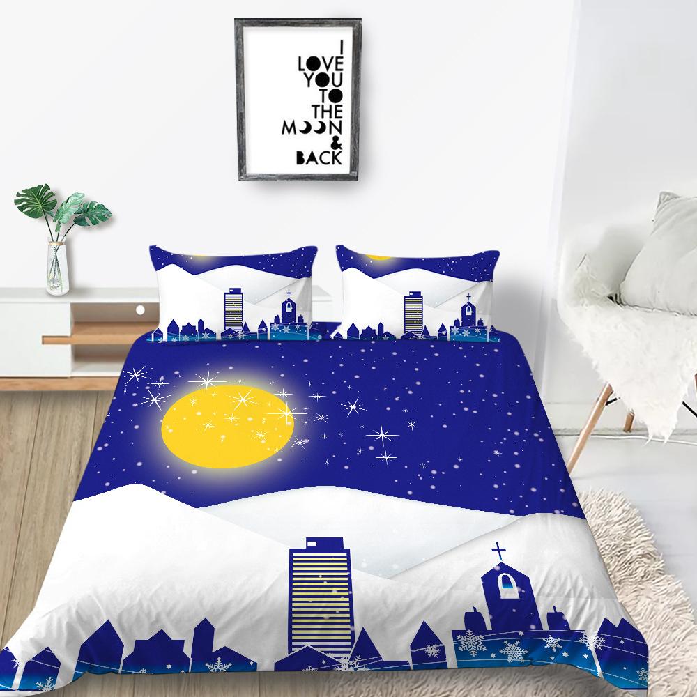 Quilt Cover Pillowcase Two Or Three-Piece Set Christmas Gift Polyester Digital Printing